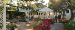 A view of the beautiful gardens at Cheshire Cat Inn & Cottages, Santa Barbara, CA