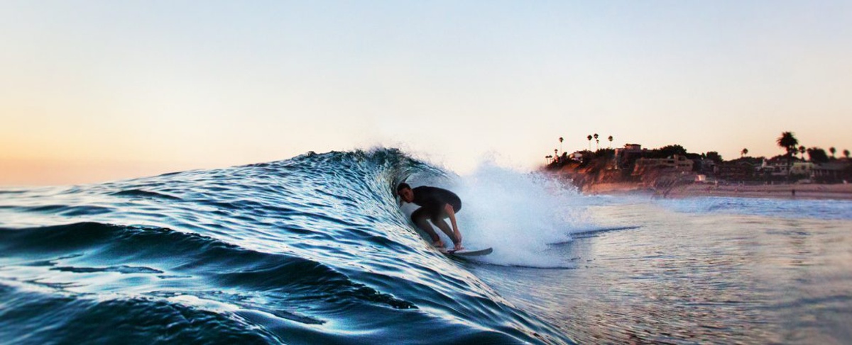 Surfer riding a wave