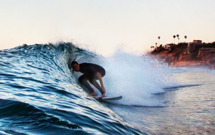 Surfer riding a wave