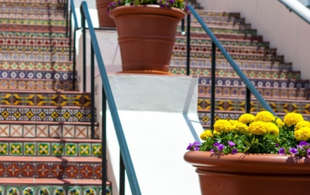 view of santa barbara paseo staircase